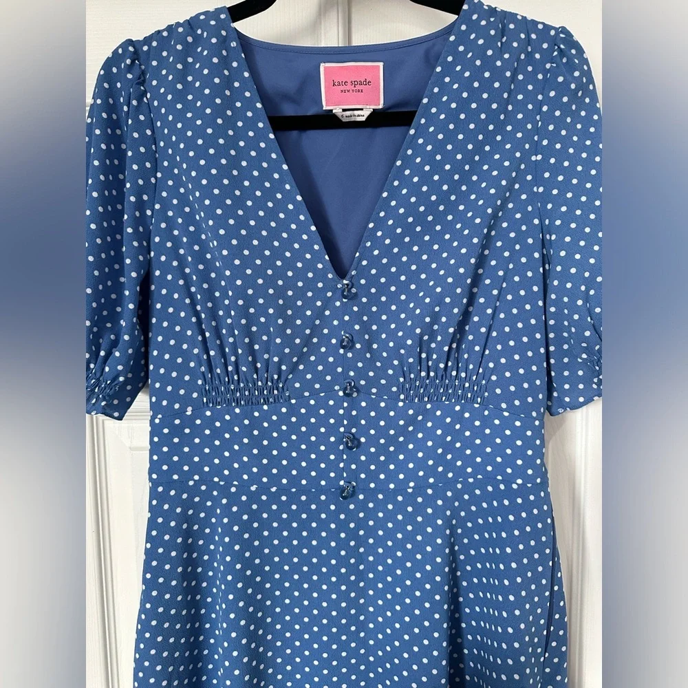 Kate Spade New York Cornflower Blue Tea Garden Dot Mini Dress Size 6